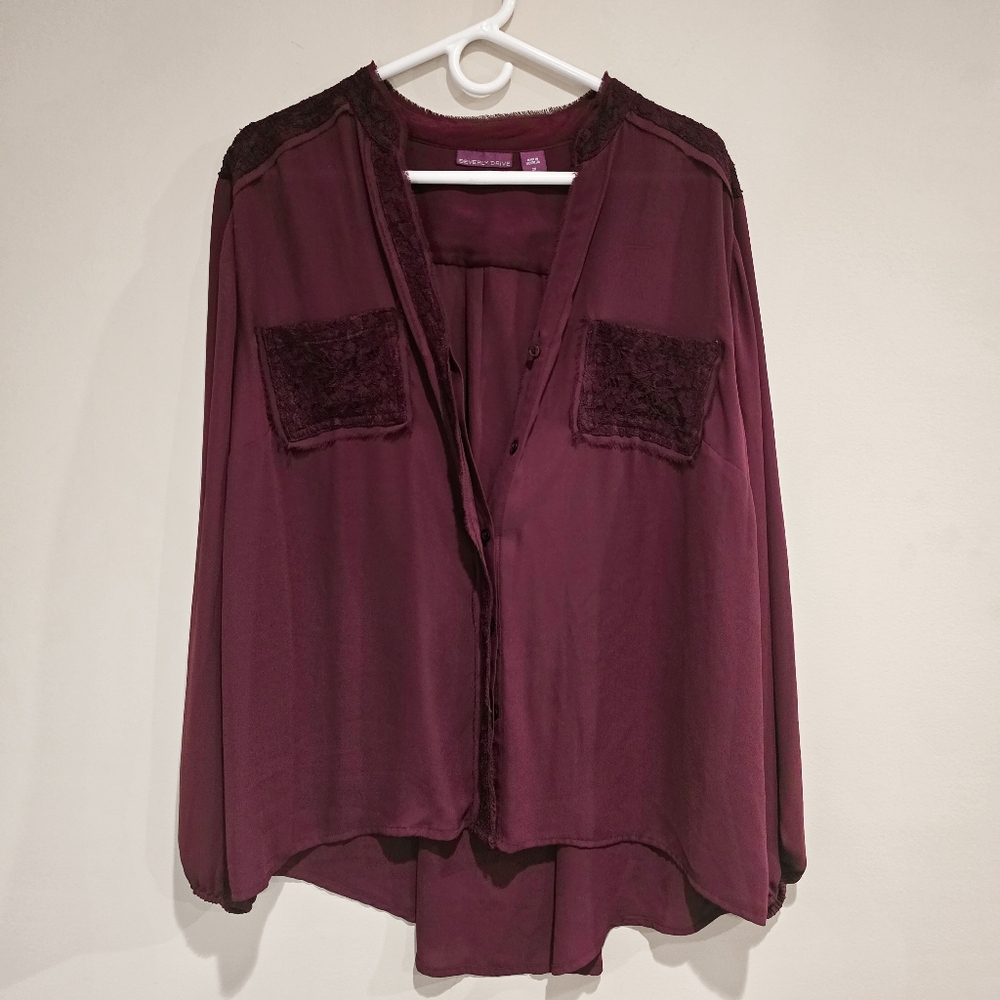 Vintage embroidered Plum blouse beverly drive